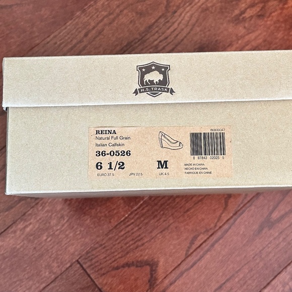 Trask Reina brown leather peep toe wedge - Picture 2 of 11